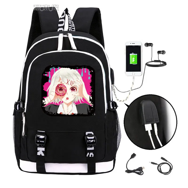 Рюкзак Kaneki Ken, модный рюкзак для ноутбука с usb, школьная сумка для мальчиков и девочек-подростков, Детская классная сумка для книг