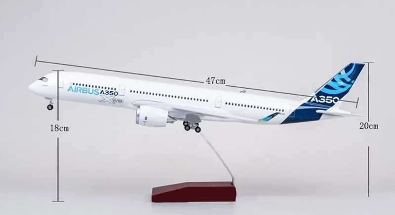 47 см 1/142 масштаб самолет Airbus A350 прототип XWB авиакомпания Модель W светильник и колеса литья под давлением пластиковая Смола самолет для сбора