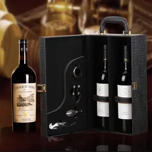 Роскошная кожаная сумка для винных бутылок с 2 ручками для переноски красного вина и шампанского, Дорожный Чехол-органайзер в подарок