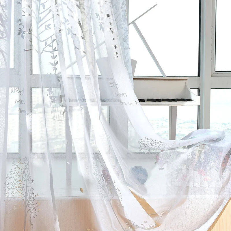 MYRU средиземноморская темно-синяя ткань занавески сельские серебряные деревья с