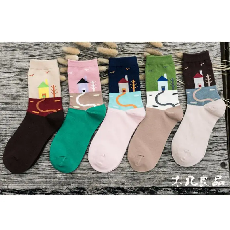 3 SP& CITY, 5 пар, милые Мультяшные женские носки, хлопок, принт с животными, короткие смешные носки, корейский стиль, цветные, художественные, удобные, счастливые, женские носки - Цвет: 3