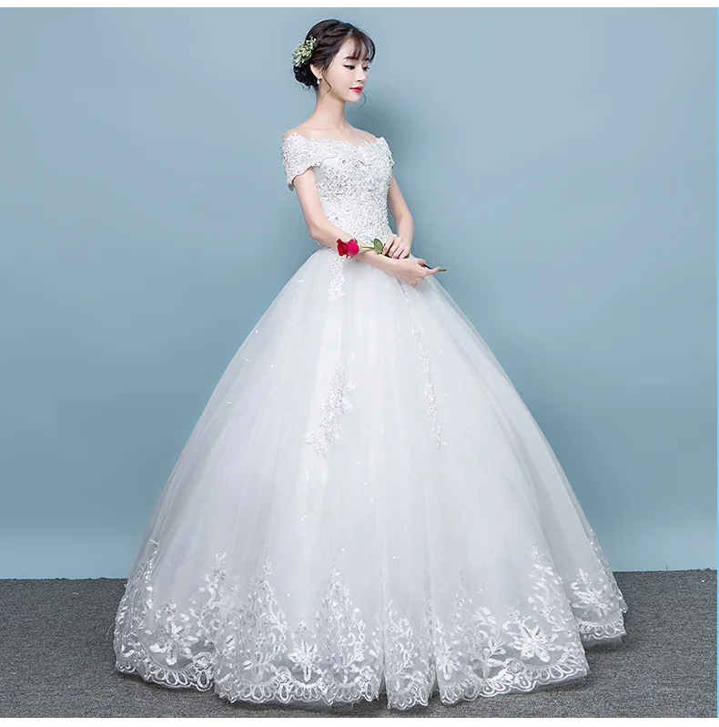 Vestido De Novias/Новинка 2019 года классическое бальное платье с вышивкой и вырезом