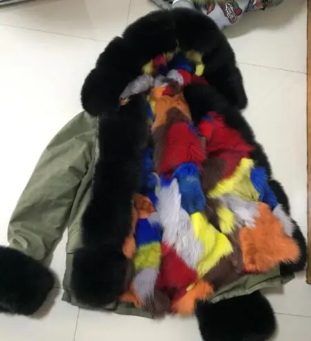 Для женщин реальные пуховик с мехом лисы из натуральной лисы мех животных зимнее пальто - Цвет: as picture