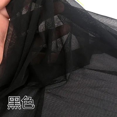 Black Spandex 8 Colors Skin nude, Pink, Royal blue, Navy, Wine, Black, Off white, Pure white stretch tulle mesh fabric 2 yards - Цвет: Black