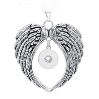 hot sale rhinestone 161 feather snaps button necklace pendant necklace fit 18mm buttons for women charm jewelry