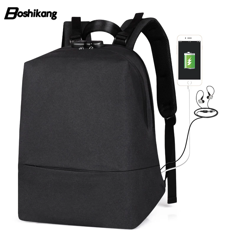 Мужской рюкзак Boshikang черный школьный с защитой от кражи и usb зарядкой|men crossbody bag|men