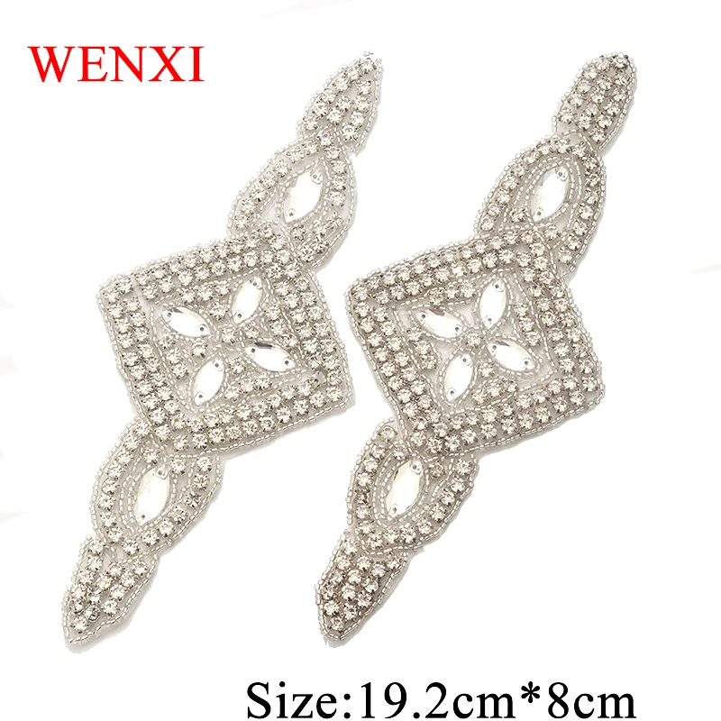 WENXI 20CS Wholesale 19.2*8CM Beautiful Crystal Silver Rhinestone Applique For Wedding Bridal Accessories WX922 | Дом и сад