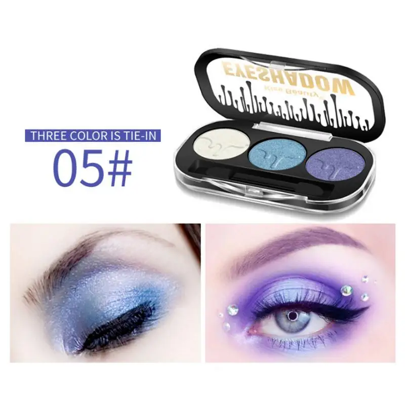 KISS BEAUTY, 3 цвета, палитра теней для век, цвет земли, матовая жемчужная палитра для макияжа - Цвет: 5