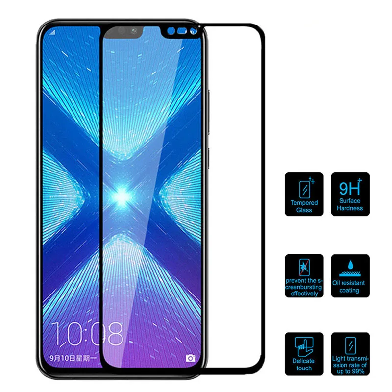 Для Huawei Honor 8C 8X полное покрытие Защитное стекло для экрана закаленное 8S play 8A hua wei