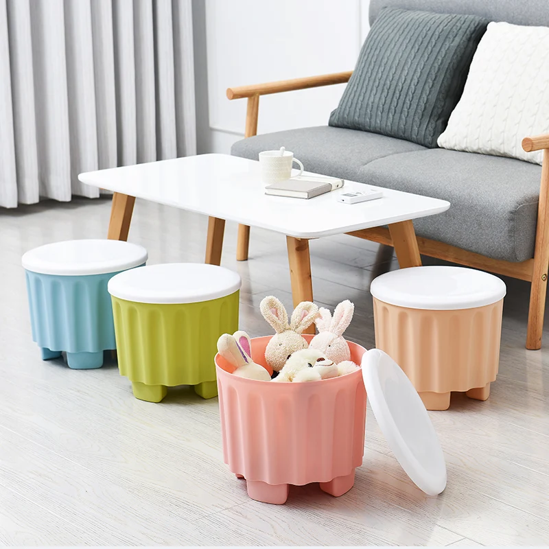 Free shipping storing stool for children which can be stacked with a plastic storage box and barrel | Дом и сад
