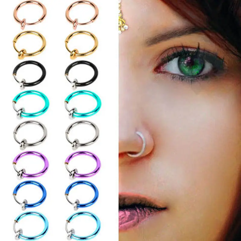 2 шт. поддельные нос Средства ухода за губами кольцо пружинный зажим обруч серьги