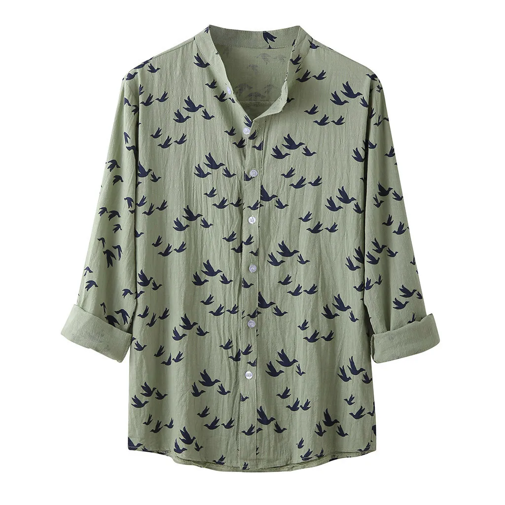 Рубашки мужские Гавайские camisas de hombre Модные мужские повседневные с отложным воротником на пуговицах Гавайские принты пляжные топы с длинными рукавами Блузка M-3XL