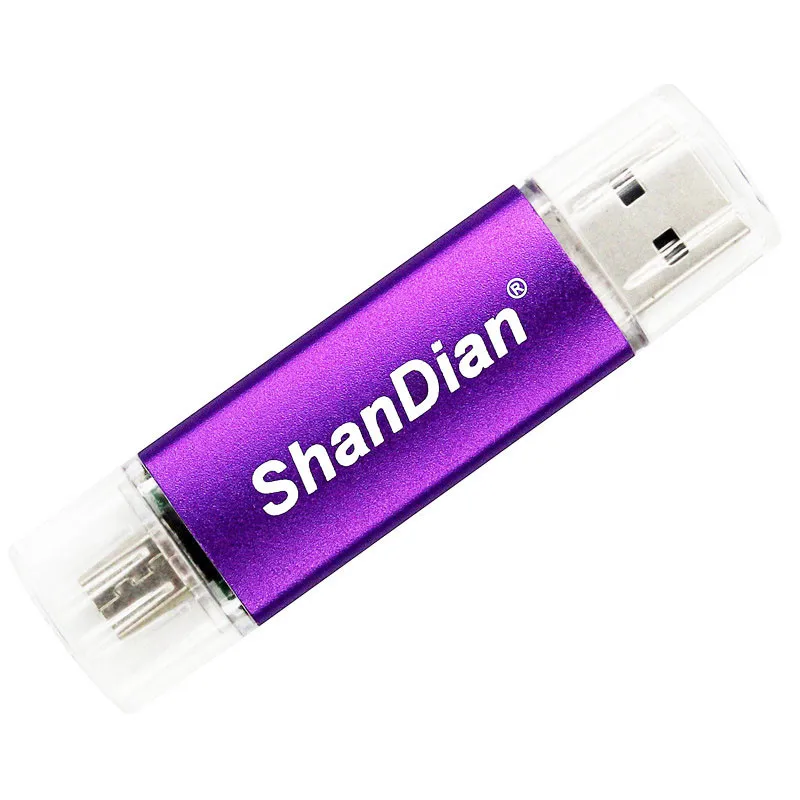 Purple SHANDAIAN, мини USB флеш-накопитель, OTG, смартфон, флешка, 64 ГБ, 8 ГБ, 16 ГБ, 32 ГБ, 4USB флешка, планшет, ПК, флешка, USB внешний накопитель - Цвет: Purple