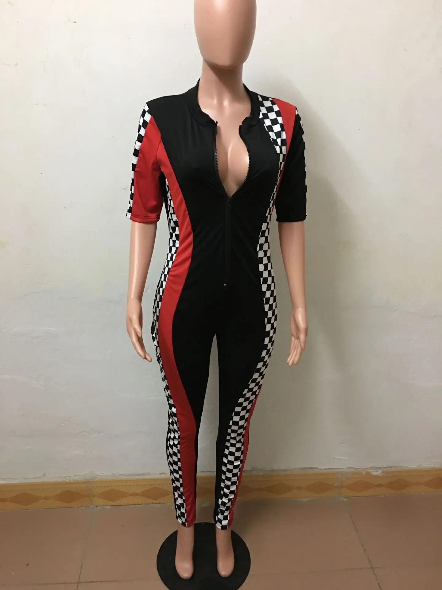 Сексуальные красные комбинезоны для женщин Jumpsuites 2019 Модные женские облегающие с