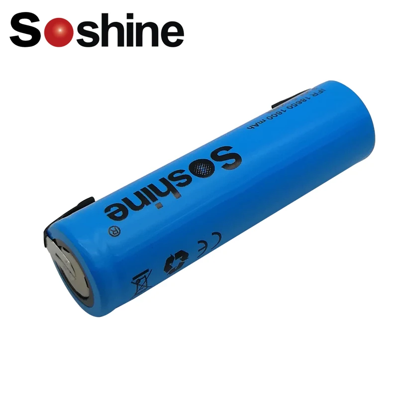 Soshine LiFePO4 18650 3 2 в 1500 мАч перезаряжаемый аккумулятор с вкладышем для электрической