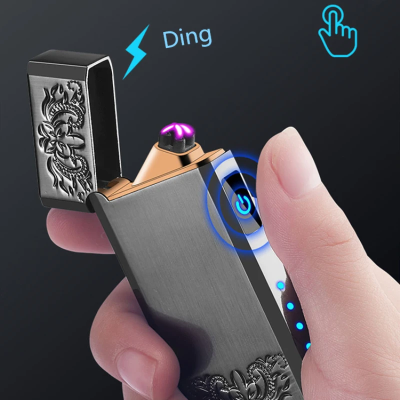 Стальная звуковая двойная дуговая Зажигалка для зарядки ветрозащитная