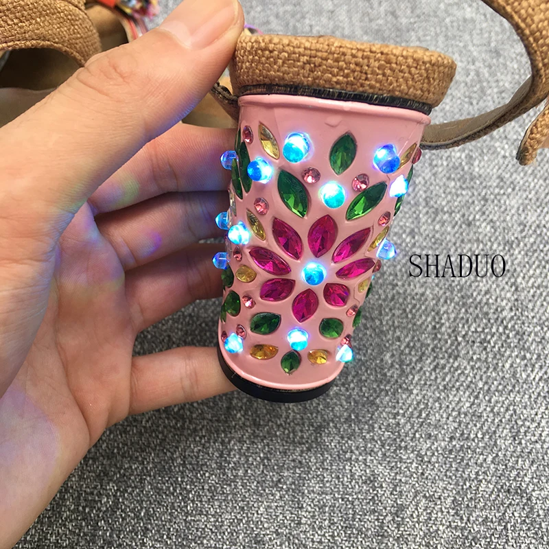 Женские туфли на высоком каблуке SHADUO винтажные из плетеной кожи со стразами для