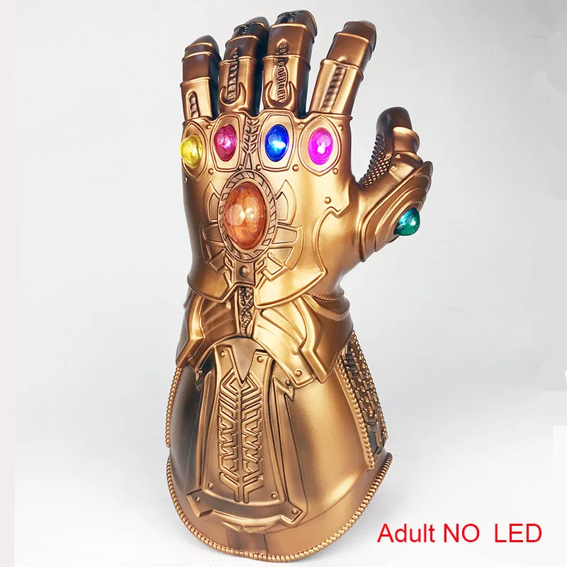 Adult No LED Infinity Gauntlet танос перчатку перчатка Таноса Мстители 4 завершающей Косплэй перчатки для взрослых и детей ПВХ светодиодный перчатки подарок на Хэллоуин реквизит - Цвет: Adult No LED