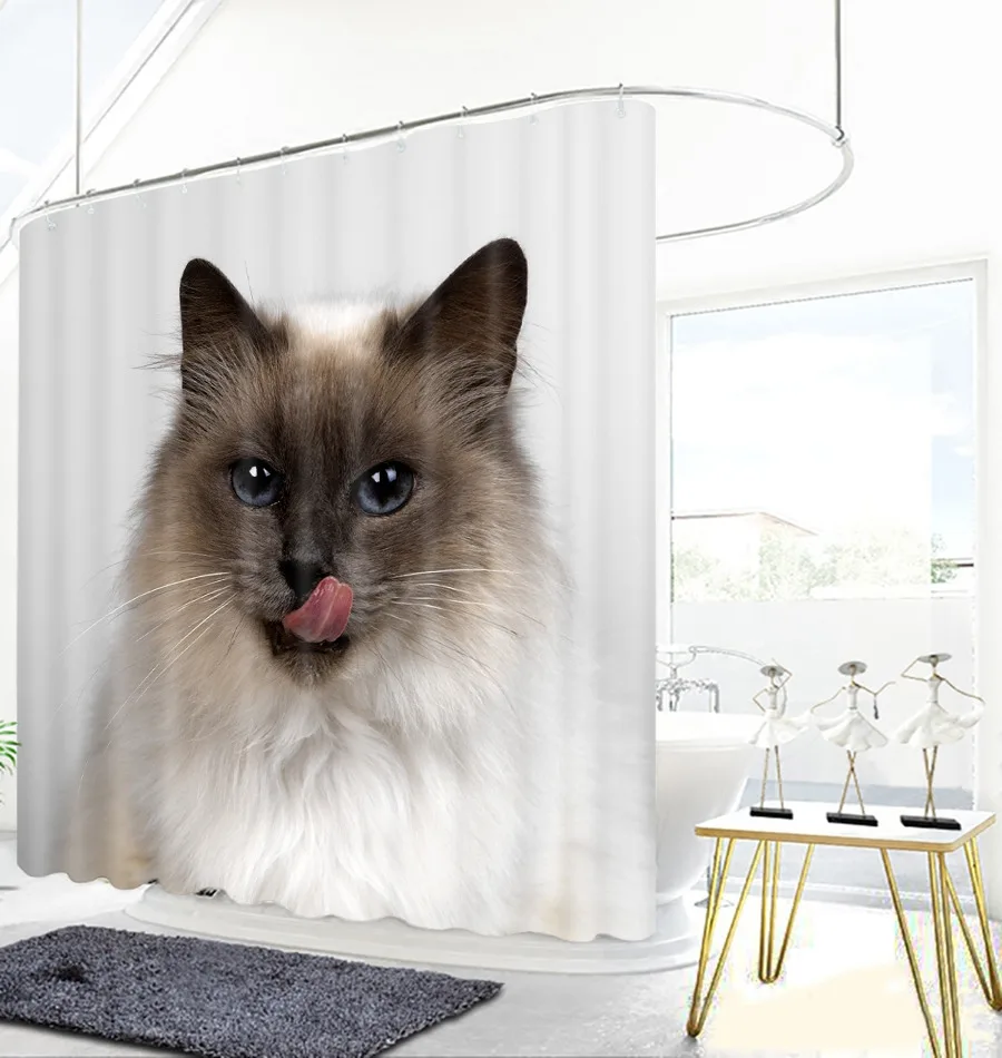 Котята в бамбуковой корзине 3d кошка и собака занавеска для душа s красота занавеска для ванной утолщенная Водонепроницаемая утолщенная занавеска для ванной - Цвет: Color A