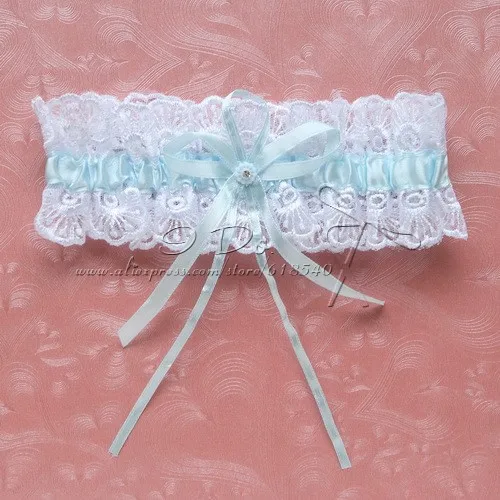 Бесплатная доставка синий и белый кружевной свадебный подвязка с лентой/2013 Новое