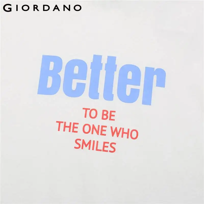 Женская футболка с принтом Giordano свободная со слоганом и коротким рукавом топы