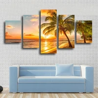5 piece sunset seascape inclued coco beach modern wall art hd picture canvas print painting for living room home decor unframed