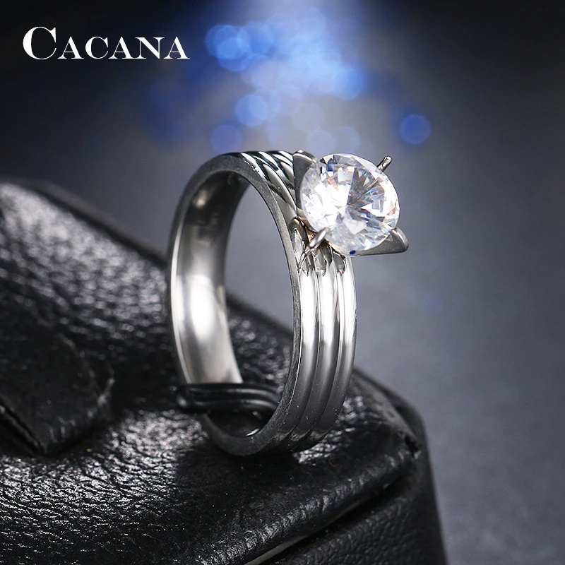 Женские кольца из нержавеющей стали CACANA модные ювелирные изделия № R28|stainless steel