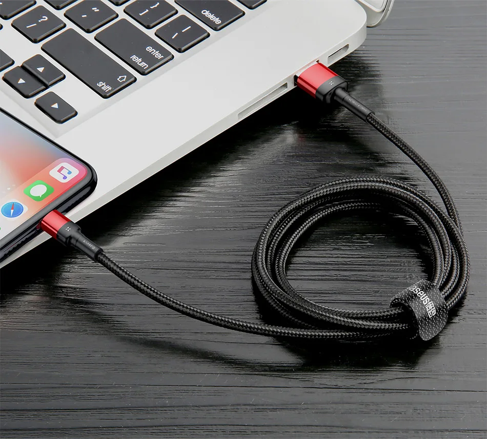 Baseus USB кабель для iPhone XS Max XR X 8 7 6 6s Plus 5 5S SE iPad Pro 2.4A Быстрая зарядка шнур для передачи данных кабели для мобильных телефонов
