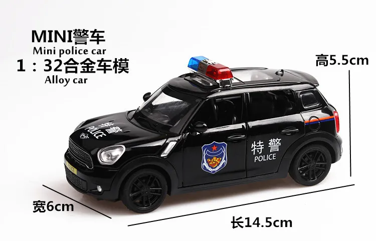 1:32 игрушечный автомобиль Mini Cooper Police металлическая игрушка сплав супер автомобиль Diecasts& игрушечный Транспорт модель автомобиля Миниатюрная модель автомобиля игрушка для детей