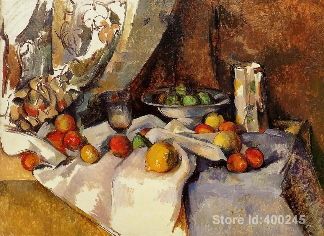 

Famous Arts Reproduction Still Life Post Bottle Cup and Fruit Paul Cezanne Paintings High quality Hand painted