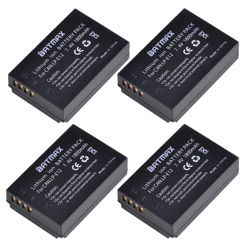 1800 мАч 4 шт. LP E12 LPE12 батарея accu + USB двойное зарядное устройство для камер Canon Rebel SL1 EOS