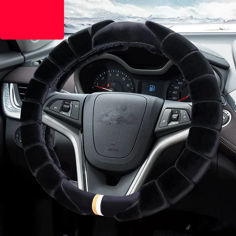 Зимний новый короткий плюшевый теплый автомобильный пушистый чехол на руль для