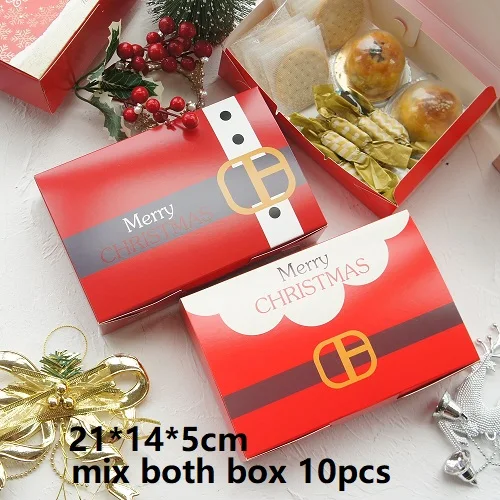 mix both style 10 шт. 2 стиля на выбор красный Санта Клаус молочай Рождественский дизайн бумажная коробка печенье Макарон шоколадные вечерние DIY подарки упаковка - Цвет: mix both style