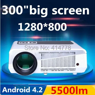 Бесплатная доставка Android 4.4 5500 Lumens 1080 P Full HD из светодиодов 3D видеопроектор 230 Вт