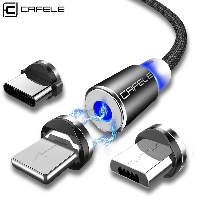 Cafele светодиодный светодиодный магнитный usb-кабель для iPhone Micro USB кабель USB C магнитное зарядное устройство нейлон Кабо Для samsung Xiaomi huawei