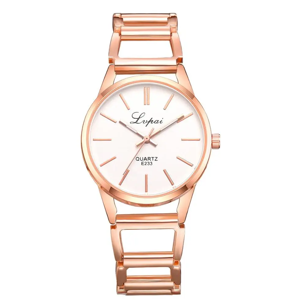Rose Gold White Lvpai Люксовый Бренд Часы женские часы-Браслеты Модные Кварцевые Наручные Часы Для Женщин Классический деловой стиль Золотые часы - Цвет: Rose Gold White