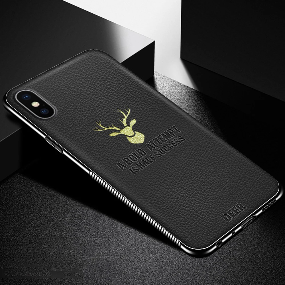 Heyytle кожаный чехол для iPhone X XR XS Max 8 7 6 6s plus с золотым оленем ультра тонкий мягкий PU