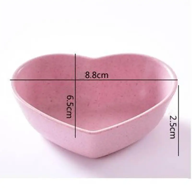 1Pc Kitchen Love Heart Shape Wheat Straw Bowl Vinegar Seasoning Solid Soybean Dish Sauce Salt Snack Small Plate #A50 | Дом и сад