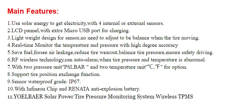TPMS автомобильный внешний Солнечный монитор давления в шинах с подсветкой ЖК-дисплей цветной экран в режиме реального времени монитор давления в шинах датчик давления