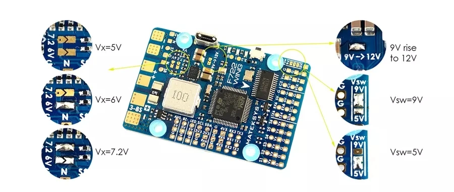 Matek Systems F722-WING STM32F722RET6 игровые джойстики со встроенным серверный компьютером с экранным меню для RC Самолет с неподвижным крылом
