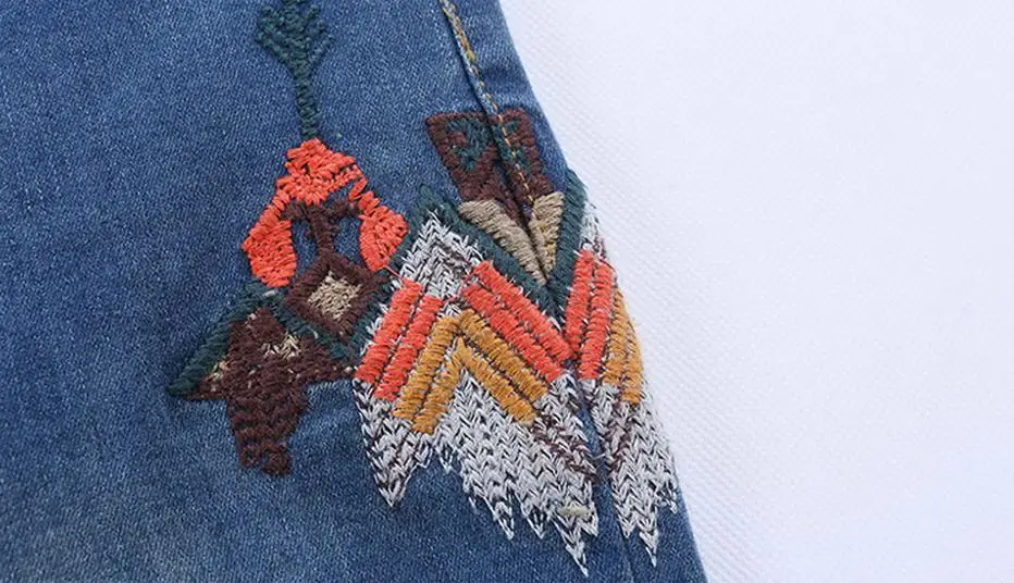 

2XL-6XL jeans 2020 spring large big size embroidery elastic waist jeans female Ankle-Length Pants was thin Wide Leg jeans wj504