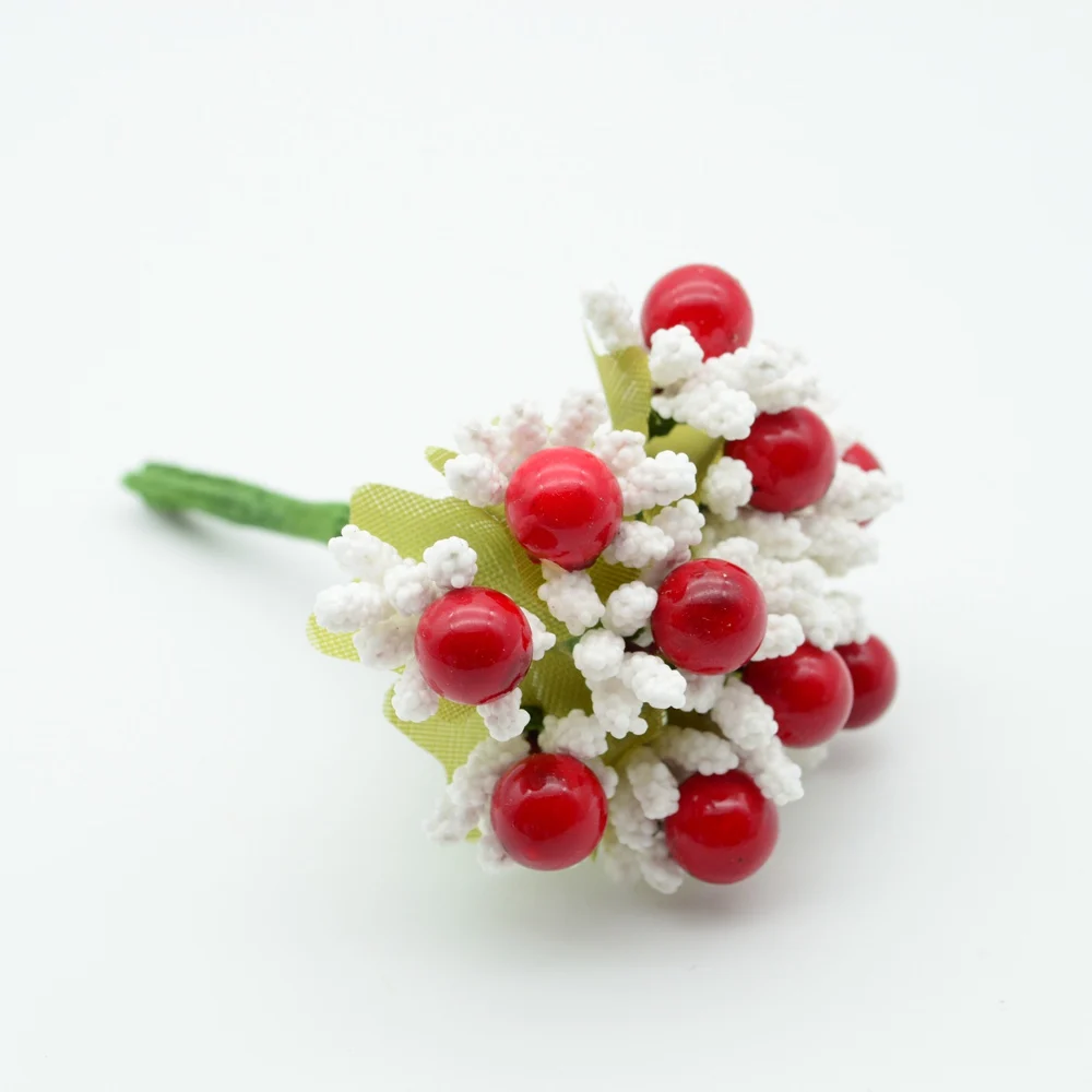 white red 10 шт. PE тычинка из пенопласта, свадебные аксессуары для домашнего декора, аксессуары для рождества, Нового года, искусственные Рукоделие, сделай сам, венок, подарки, искусственные цветы - Цвет: white red
