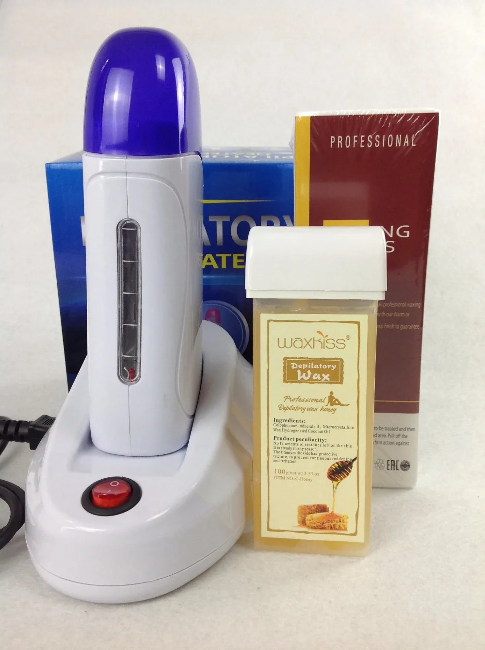 Комплект для нагрева воска "Wax Heater Sets One Seat Safe Epilator" с европейской вилкой 220-240V, включающий в себя: эпилятор для безопасного удаления волос + 100 листов бумаги для удаления волос.