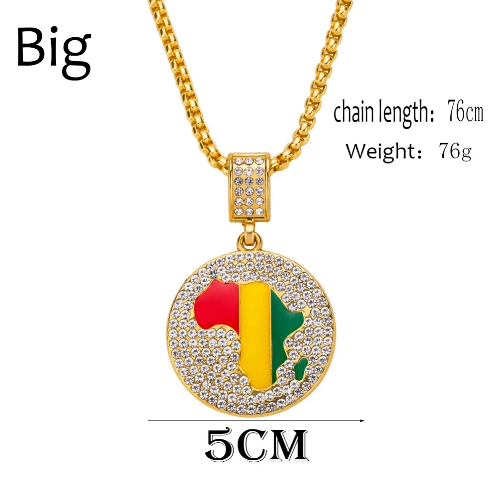 Iced Out Bing кулон Карта Африки ожерелье для женщин мужчин золото Цвет Эфиопский