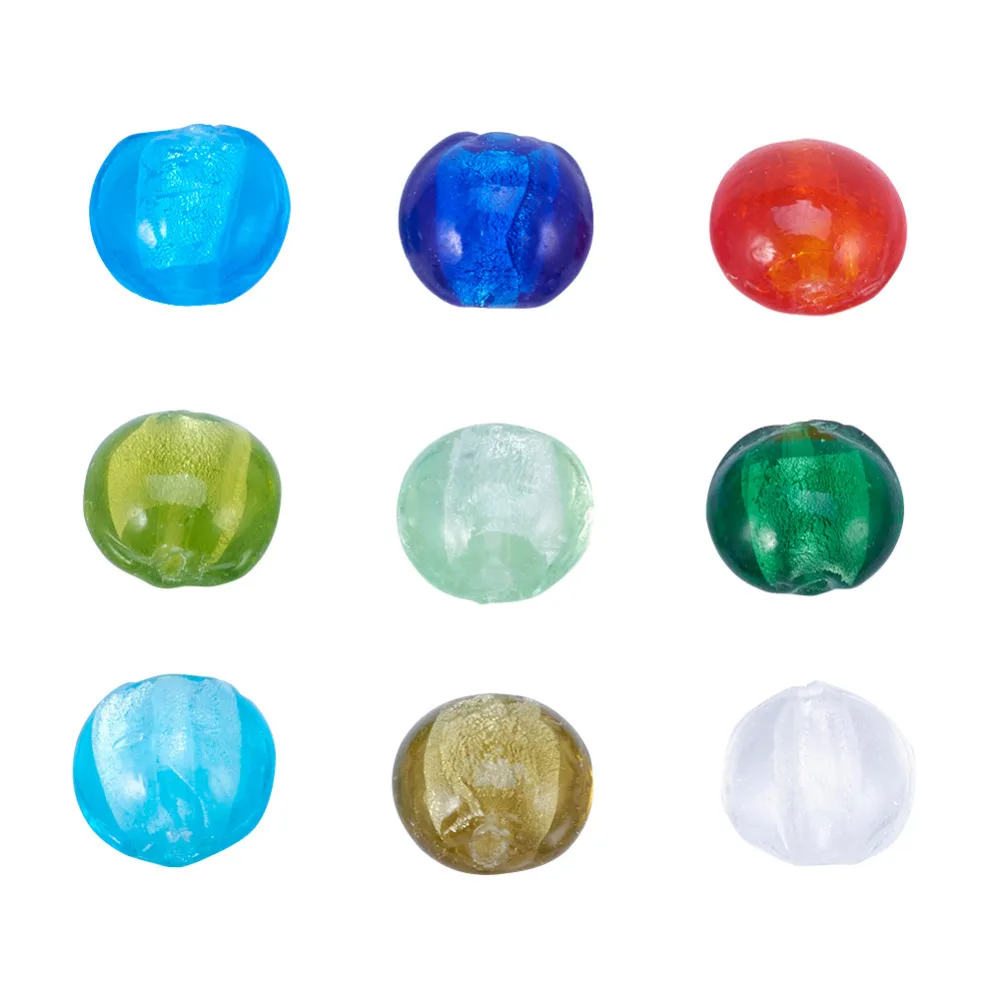 Стеклянные шарики из серебристой фольги ручной работы Круглые разноцветные