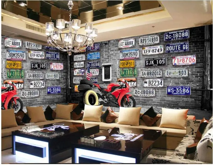 Brick Wallpaper Vintage Motor 3d Custom Photo Wall Paper Roll Canvas Contact Papel De Parede Mural Large Size | Обустройство дома