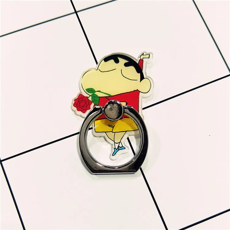 T Chi-bi Maruko Crayon Shin-chan антиосеннее металлическое кольцо на палец для мобильного телефона с поддержкой фигурной игрушки - Цвет: T