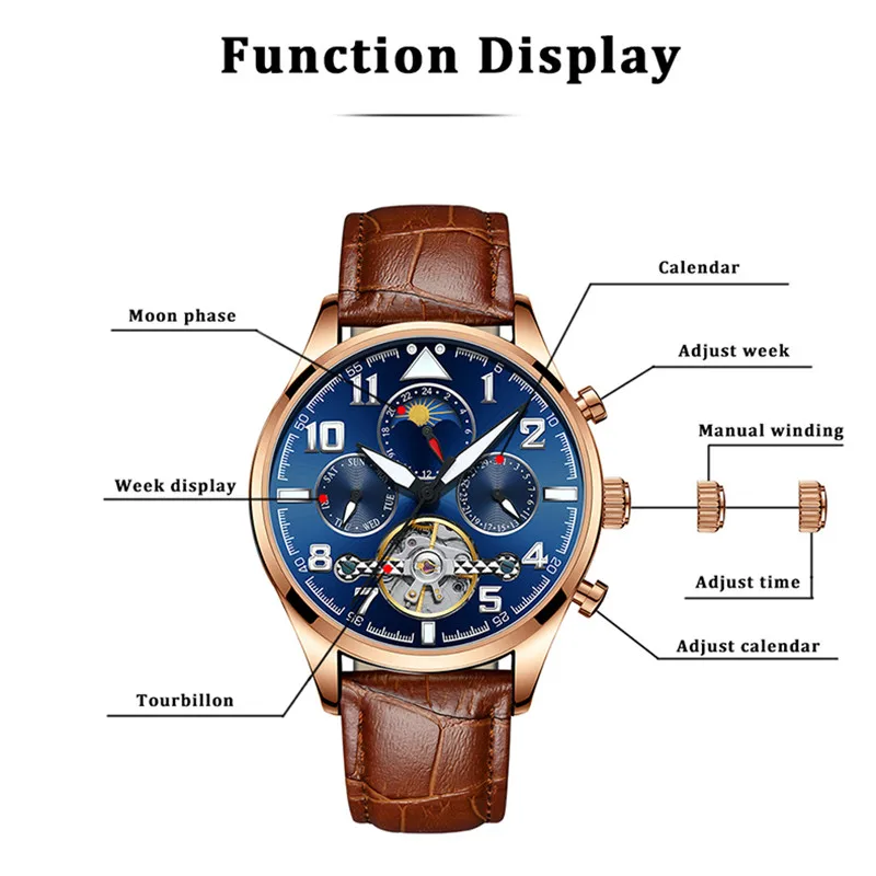 Часы наручные HAIQIN Мужские автоматические брендовые Роскошные модные