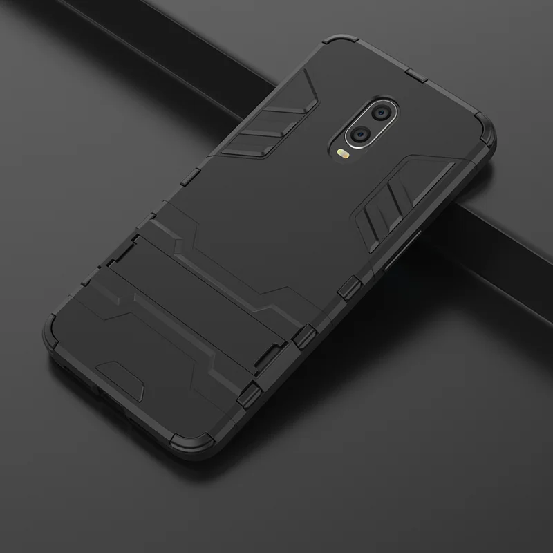 Для Oneplus 6T чехол силиконовый ударопрочный защитный PC + TPU бронированный подставка