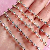 6 meters long rhinestones chain 3mm ss12 silver plated w ab clear rhinestones wedding jewelry making bling bling deco